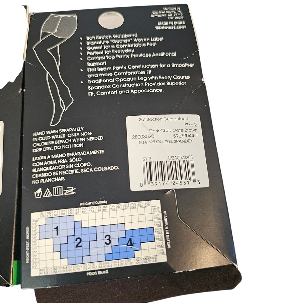 George Womens Tights Bundle 5 Pairs Size 2 Black Brown Camel Diamond Control Top - Picture 3 of 9